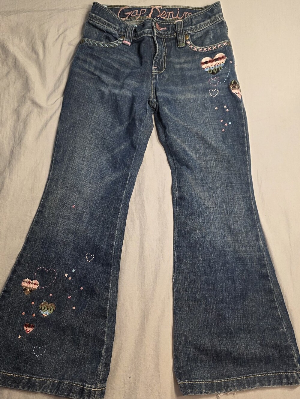 Gap Denim Girls Vintage Embroidered Flare Jeans